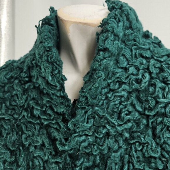 Fabulous Furs~Donna Salyers Blue/Teal Acrylic Shaggy Faux Fur Lamb Jacket/Coat~L - Picture 3 of 8